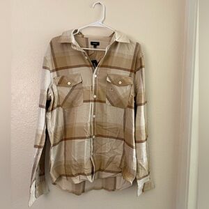 Express Men Button down Plaid Brown